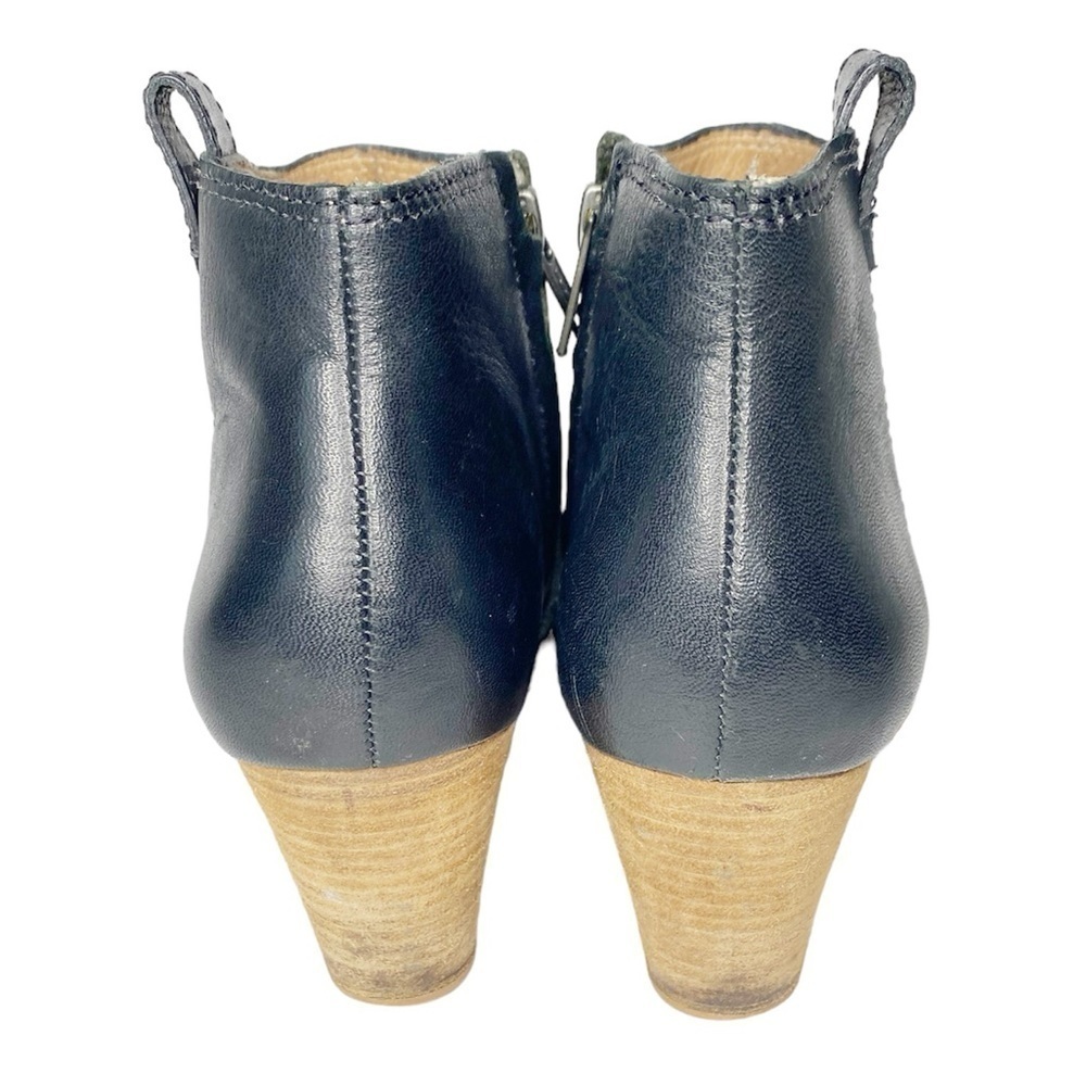 Madewell Black Leather Billie Ankle Boot Size 7.5 stack wood heel - Picture 8 of 12